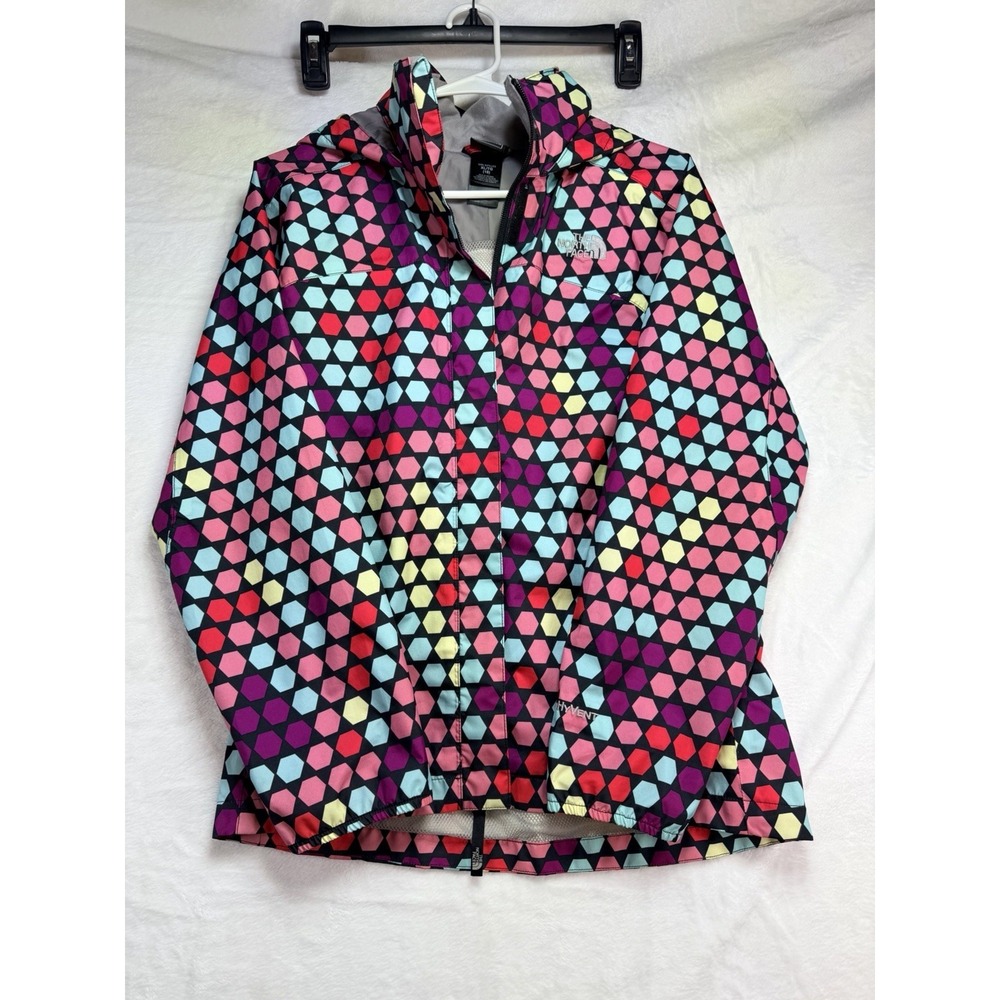 THE NORTH FACE Hyvent Rain Windbreaker Jacket Coat Geometric GIRLS XL (18) YOUTH